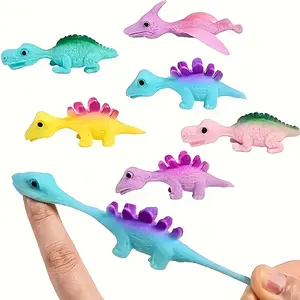 6/12/24pcs Dinosaur Finger Bow Toy, Playful Engaging Fun Party Activity Gift, Sticky Rubber Flying Throwing Game, Thumb Bow Toy, Halloween Christmas Holiday Gift, Party Favor, Animals