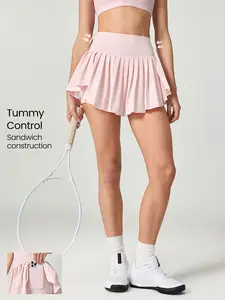GLOWMODE Ace Flex Tummy Control Pleated Tennis Skirt With Built-In Shorts Side Pockets Tennis Golf Daily Spring Summer