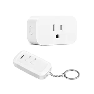 F-PSP02 Indoor Remote Control Outlet, Wireless Remote Light Switch, No Interference Remote Outlet Switch, No Wiring, 15A/1875W, 100ft RF Range, Compact Design, Programmable