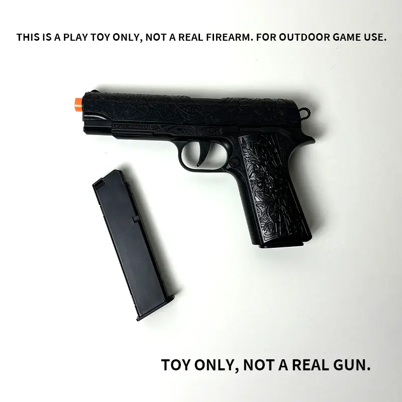 Upgraded ABS Plastic Toy Gun Model - Short-Barrel Suspension System, Pull-Action Design, Retro Engraving, 3D Patterns, 2 Magazines - Teen Boy Gift, Toys for Boys Ages 14+ Collectibles for Enthusiasts 14 Years and Older, Retro Engrave