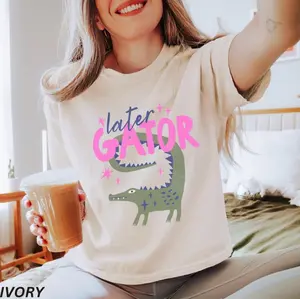 Later Gator Cropped Shirt Comfort Colors Boxy Tee Crop Top Retro Alligator Shirt Trendy Graphic Tee Funny Mom Shirt Later Gator Shirt
