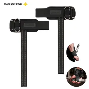 MANUEKLEAR Non-Slip Wrist Straps for Weightlifting & Deadlifting Gym Lifting Straps with D Rings for Cable Machine Workout 10mm Neoprene Padded Wrist Wraps for Men Women