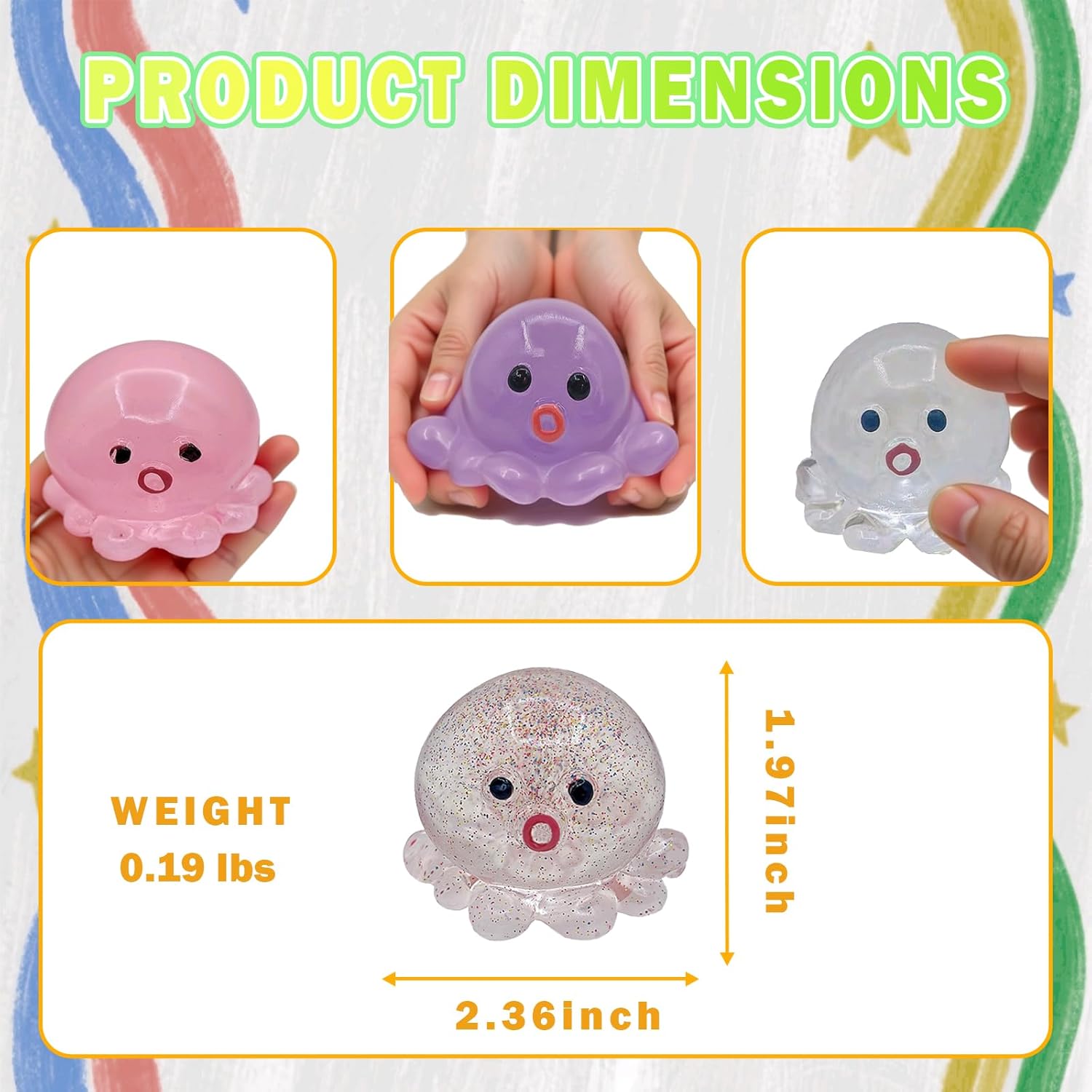 1 PC Crystal Squishy Octopus Squeeze Toys, Animals Sticky Stress Ball, Handmade Cute Octopus Squeeze Toys, Stress Relief Squishies Fidget Toys, Funny Octopus Taba Fidget Toy for Office, Party Favors