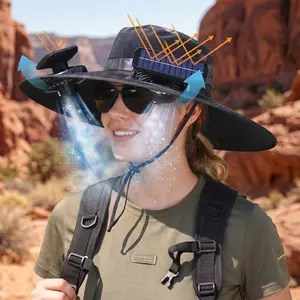 2026 Upgraded Solar Powered Cooling Hat with Mist Spray - Wide Brim Sun Protection Hat with Fan for Men Women, Outdoor Ventilated Cap for Fishing Hiking Camping, Ideal Dad Gift 2026 outdoorfun