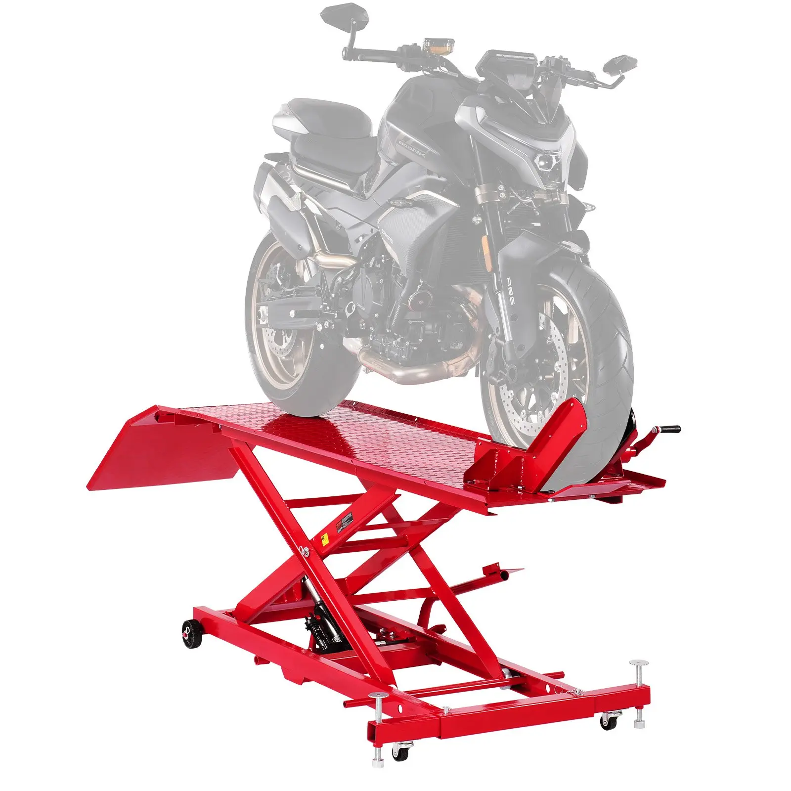 【DealsForYouDays】VEVOR Hydraulic Pump Motorcycle Lift Table, Load Capacity:1000 lbs, 360° Flexible Movement, 8.6-31 in Height Range, 78.7x21.7/109.6x40x40.1/2785x1015x1018 mm, Lifts Bikes, Heavy-Duty Repair Stand with Security Lock for ATVs, Dirt Bikes