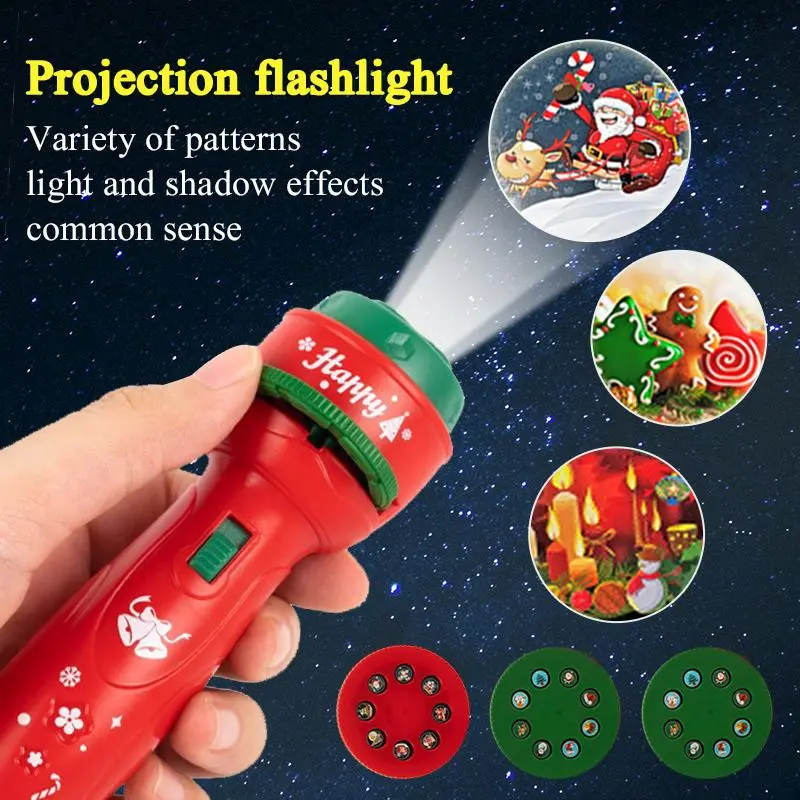 Handheld Christmas Projection Flashlight Projector - 24 Unique Christmas Patterns Characters, Fun Decoration for House Decoration, Family Education & Party Activities, Festive Party Gift