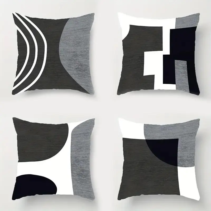 Geometric Pattern Pillow Case, 4pcs/set Modern Pillow Cover without Filler, Square Pillowcase for Home Office Living Room Bedroom, Creative Decorative Cushion, Cushion Covers