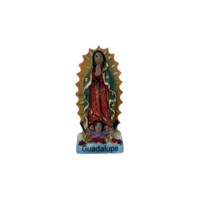 3 inch San Judas or Virgin Mary Mini Statue with Detailed Attire and Gold Accents for Religious Decor in Stone Material