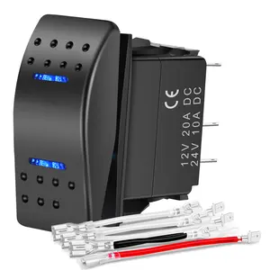 Nilight Momentary Rocker Switch (ON)-Off-(ON) Toggle Switches DPDT 7Pin 12V 24V on off on LED Switch for Cars Trucks Caravans Boats Winch Pump with Jumper Wire