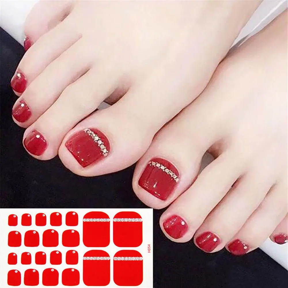 22PCS Toe Nail Stickers/Strips Nail Art Fake Nails Stickers for Nails Toe Self-Adhesive Feet Stickers for Girls DIY