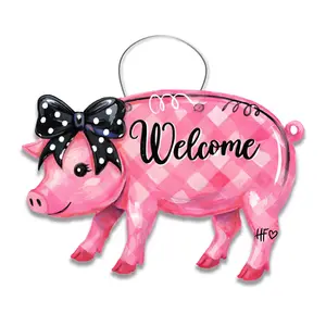 Pink Pig Welcome Door Hanger