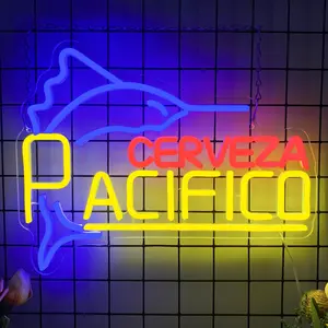 Pacific Beer Neon Signs for Wall Decor,Dimmable Cerveza Swordfish Mexican Beer Led Neon Light,USB Powered Business Signs for Man Cave Bar Pub Restaurant Party Christmas Birthday Gifts