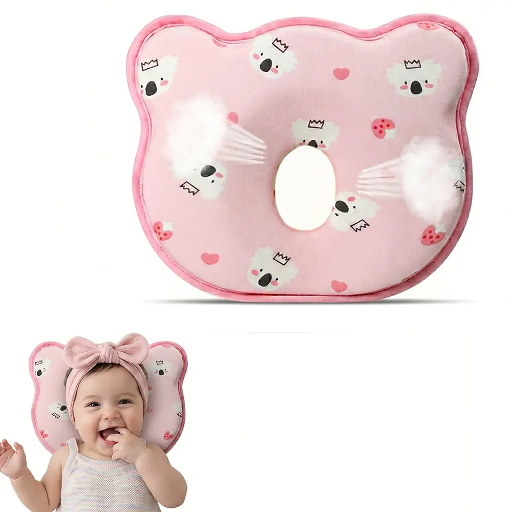 Cute Cartoon Baby Pillow for Loft Ergonomic Head and Neck Support Pillow, Gentle Soft and Breathable Pillow for Infants, Portable Memory Foam for Travel, Cartoon Printed Nap Time and Home Use