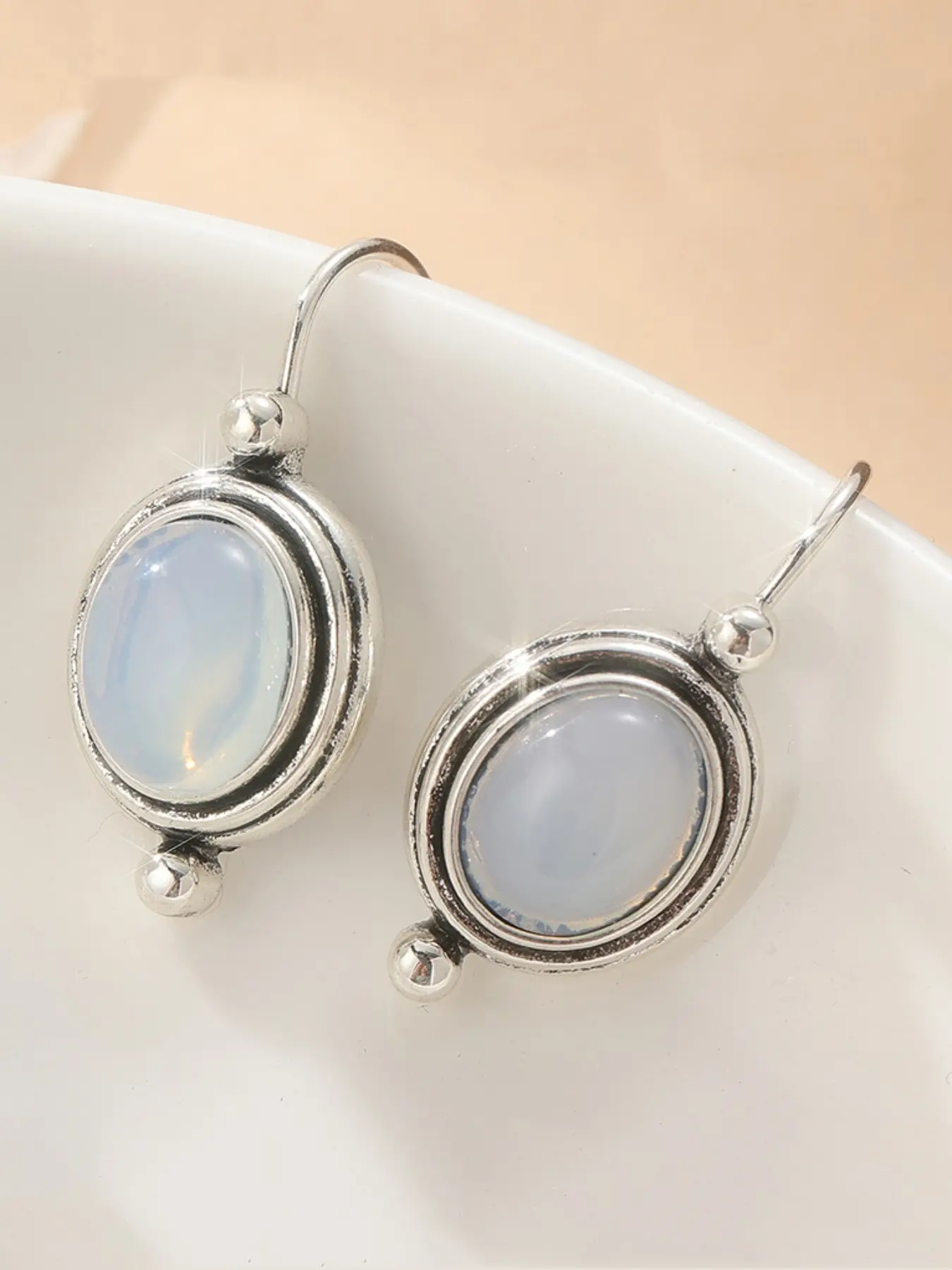 Vintage Artificial Moonstone Long Drop Dangle Earrings Wedding Party Jewelry Gift Artificial Moonstone Earrings, Boho Elegant Style, Luxurious Simple Design, Ideal for Anniversary & Birthday Gifts, Party and Evening Wear, Tear Drop Earring