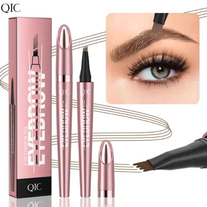Four pronged eyebrow pencil with distinct wild eyebrow roots, long-lasting eyebrow pencil, waterproof and sweat resistant makeup tool for daily use, and soft makeup look, liquid eyebrow pencil