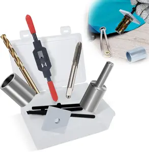 10-Piece Pool Anchor Removal Tool Kit with Storage Box, Brass Rethreading Removing Reinstalling Pool Cover Anchor Kit, One-Stop Brass Anchor Removal Repair Tools for Pool Maintenance