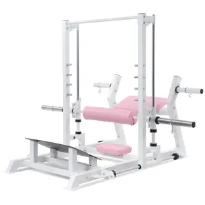 Garvee Hip Thrust Machine with 770 LBS Capacity, Heavy Duty Plate Loaded Glute Bridge Equipment Featuring Band Peg and Weight Holder, Ideal for Home Gym Glute Building, White & Pink
