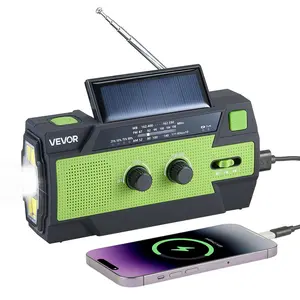 【fathersdaygift】VEVOR Emergency Weather Radio, TikTokShopBlackFriday, 4000mAh Battery, FM/AM/WB/NOAA Alert Solar Hand Crank Emergency Radio, with USB Charging Cable, SOS Alarm and Flashlight, Portable for Outdoor Emergencies, Camping