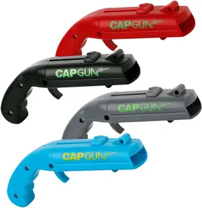 2 Count bottle cap shooting gun - Fun bottle opener tool launches bottle caps for parties, barbecues, and bar games (black-red-blue) Home Bar Accessories,summervibes