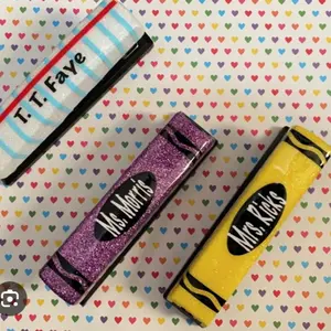 Resin Design Staplers - Pink & Yellow Options with "Mrs. Morris" & "Mrs. Ricks" Labels