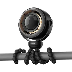 SWEETFULL Baby Stroller Fan - 4000mAh Rechargeable 4-Speed Quiet with LED Display & Night Light, Mini Portable 360° Clip On Safe Fan for mom Car Seat, Crib, Travel - Black tripod-TikTokShopfalldealsforyou