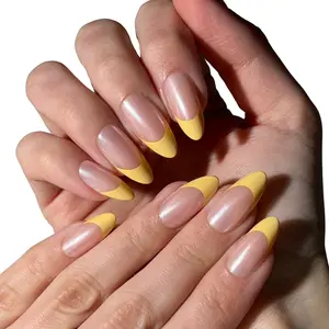 Butter Yellow Chrome Press On Nails