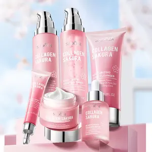 Sakura Collagen Skin Care Kit, 6 Counts/set Moisturizing Skin Care Kit,Elasticity Tender Skin Sakura Extract,Deep Moisturizing Repairing