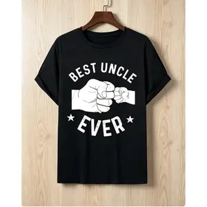 Men’s Black T-Shirt with "BEST UNCLE EVER" Text and Intergenerational Fist Bump