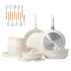 JEETEE 6/19/28pcs  Pots and Pans Set Non Stick ,Removable Handle,Induction Kitchen Cooking Sets,Nonstick Cookware Sets with Detachable Handle - Kitchenware for Your Home Cooking Needs,PFOA Free