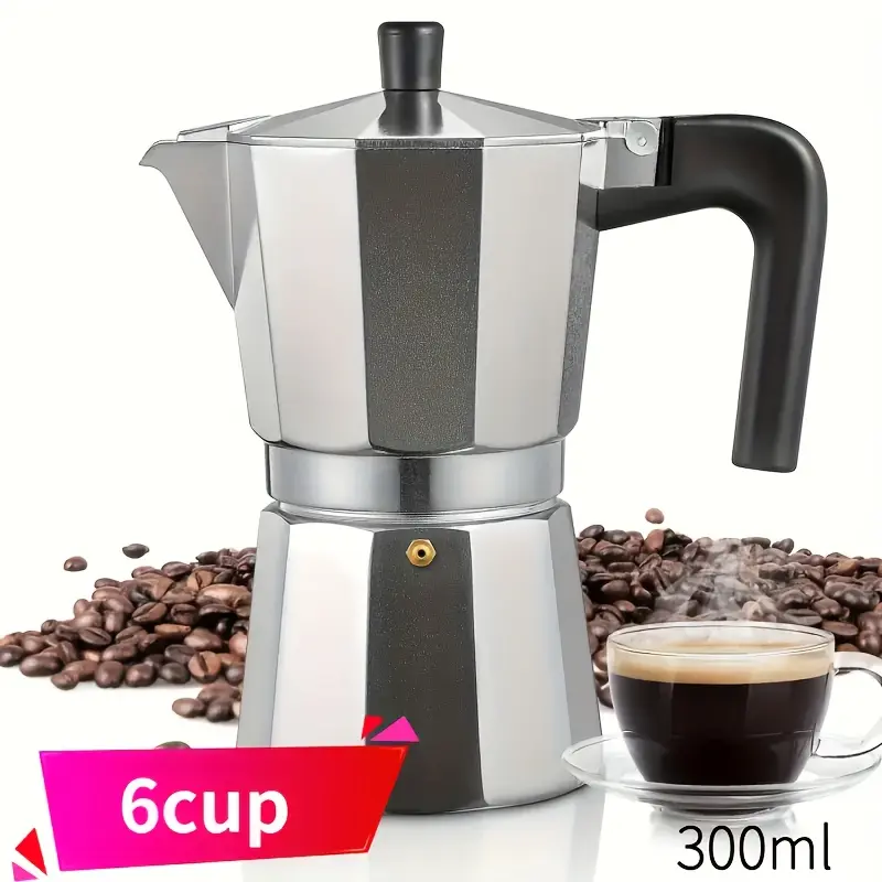 Manual Espresso Coffee Maker Machine - Electricity-Free Boiler-Style Brewing, Sturdy Aluminum Construction, Compact Shape Small Size Retro Portable Design, Cappuccino Ready for Home Travel, Home Barista Essential