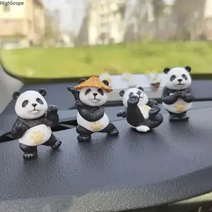 4 Pack Cute Panda Car Ornaments, Adorable Car Interior Accessories, Fun Dashboard Decor for Car Office Desk