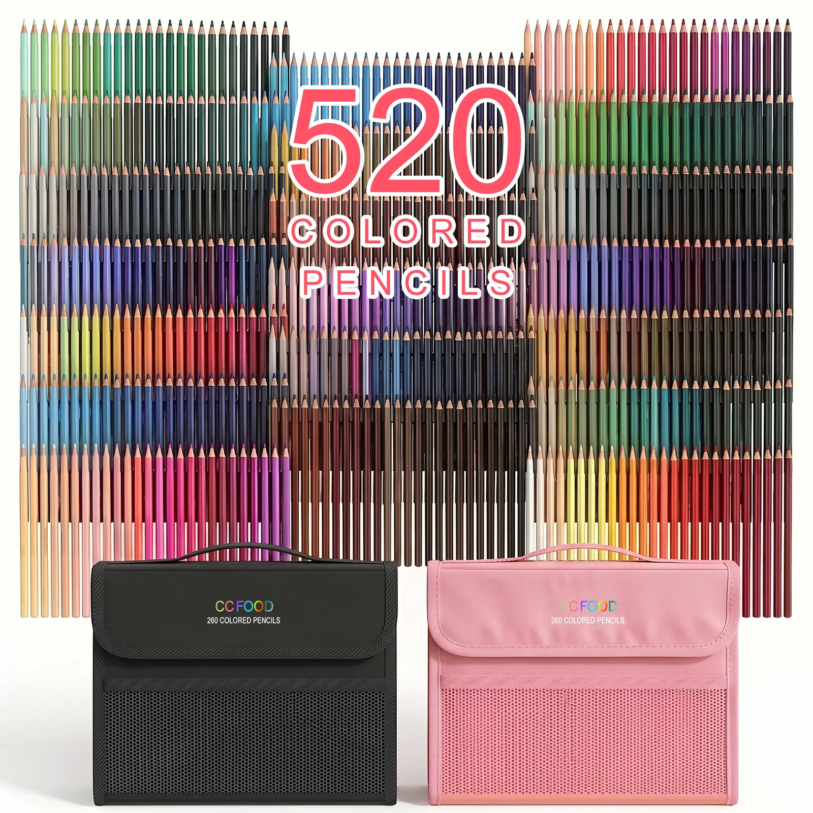520 Colored Pencils Zipper Case Set, Soft Core Colored Leads for Artists, Professionals and Colorists, In Neat, Strong Carry-Anywhere Zipper Case, Portable Case