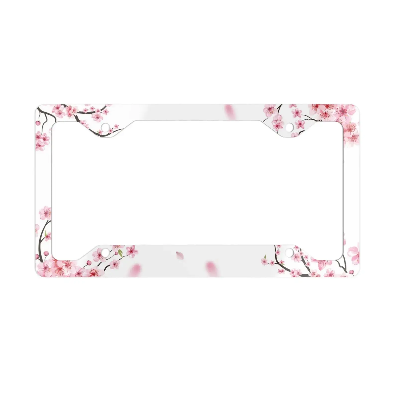 Ultra Slim Cherry Blossom License Plate Frame, Cute Car Accessories, license plate frame slim, Sakura Pink