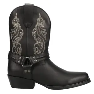 Dingo Mens Dragon Embroidered Round Toe Pull On  Dress Boots Mid Calf - Black