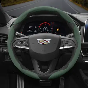 Suede Anti-slip Ultra-thin Steering Wheel Cover for Cadill, Segmented Steering Wheel Accessory, Universal for All Seasons, Black Suitable for Escalade XT5 XT4 XT6 CT5 CT4 CT6 SRX ATS, Automotive Accessories