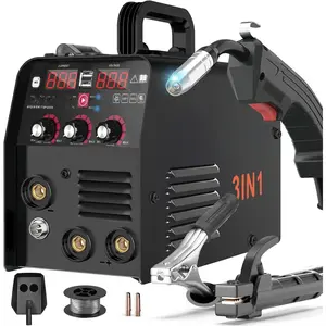 135Amp MIG/Lift TIG/Stick Welder, 3 in 1 IGBT Inverter Welding Machine, 110V Flux Core Welder with Large LED Digital Display, Synergic Control, Hot Start for DIY, Automotive and  Repair
