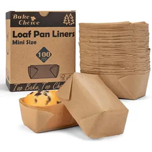 100 Pcs Mini Loaf Pan Liners Compatible with Wilton Mini Loaf Pan, Parchment Paper Cupcake Liners, Petite Loaf Baking Cups for Cupcake, Muffin, Brownies, 3.15 * 1.97 * 1.57inch