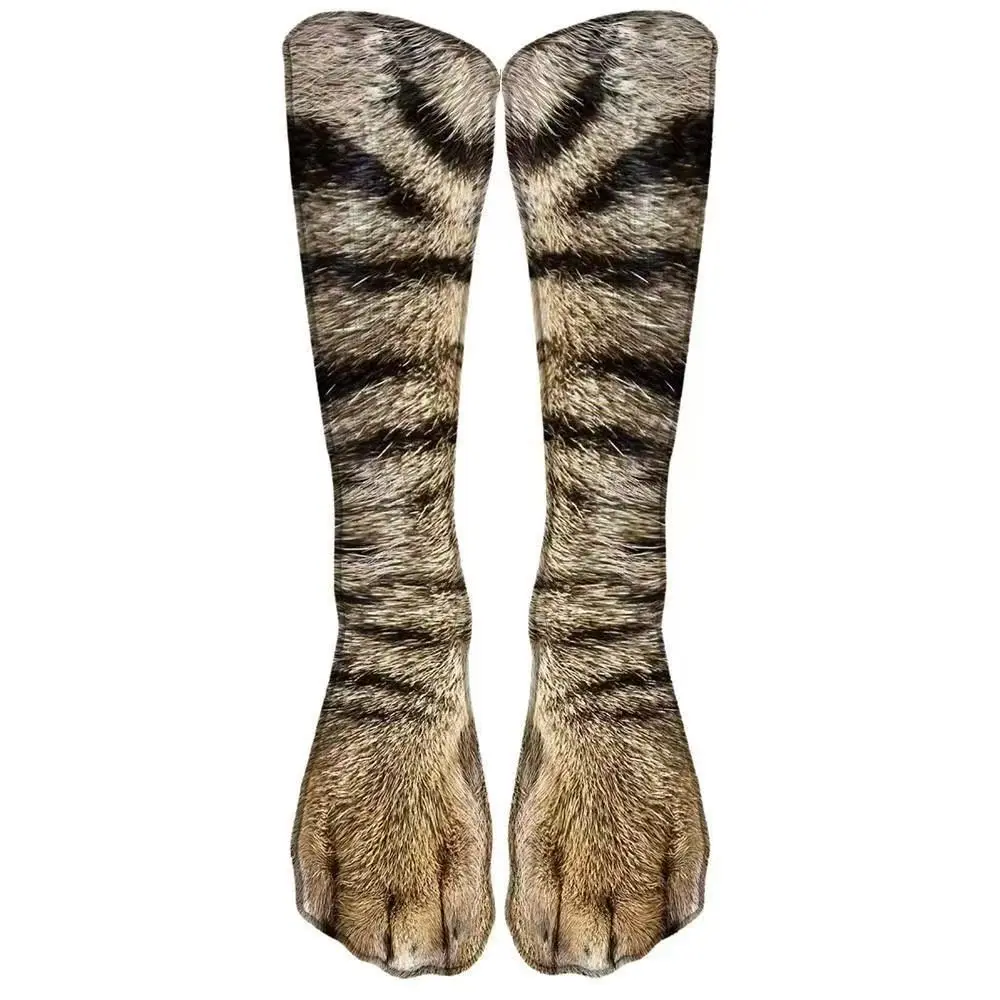 1 Pair Funny Cat Foot Design Crew Socks, Fashion Casual Breathable Comfortable Socks for Daily Wear, Socks for Men Women Fit Unisex