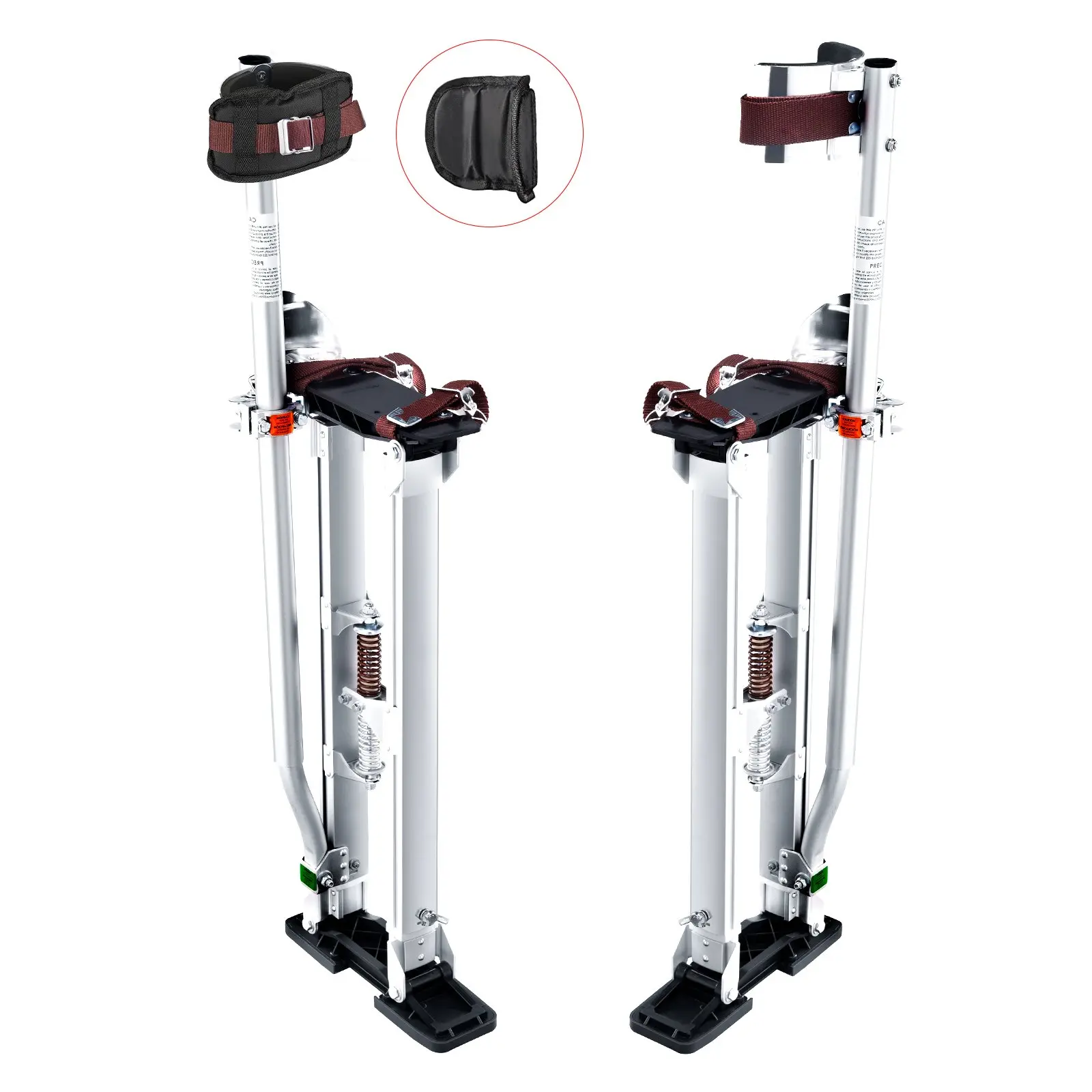 【Summerfinds】VEVOR Drywall Stilts, 24''-40'' Adjustable Aluminum Tool Stilts with Protective Knee Pads, Durable and Non-slip Work Stilts for Sheetrock Painting, Walking, Taping, Silver Construction Tools Hardware