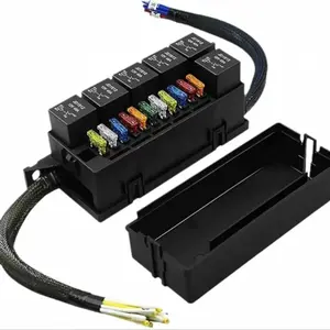 12V Fuse Relay Box, 6 Relays & 11 Way ATC/ATO Blade Fuses Relay Box, Relay Fuse Box Block for Auto Car Marine Boat Automotive
