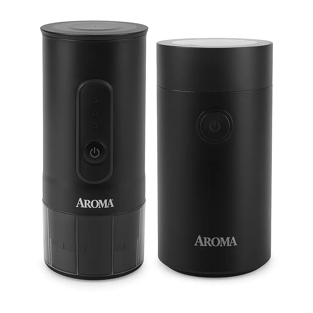 AROMA Portable Espresso Maker Plus Electric Compact Coffee Grinder