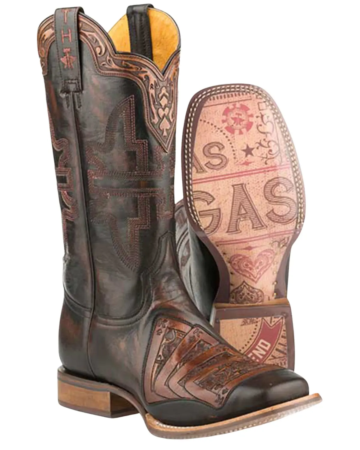 Tin Haul Men's Men'S Kings Gambling Legend Western Boot Broad Square Toe - 14-020-0077-0427 Bl