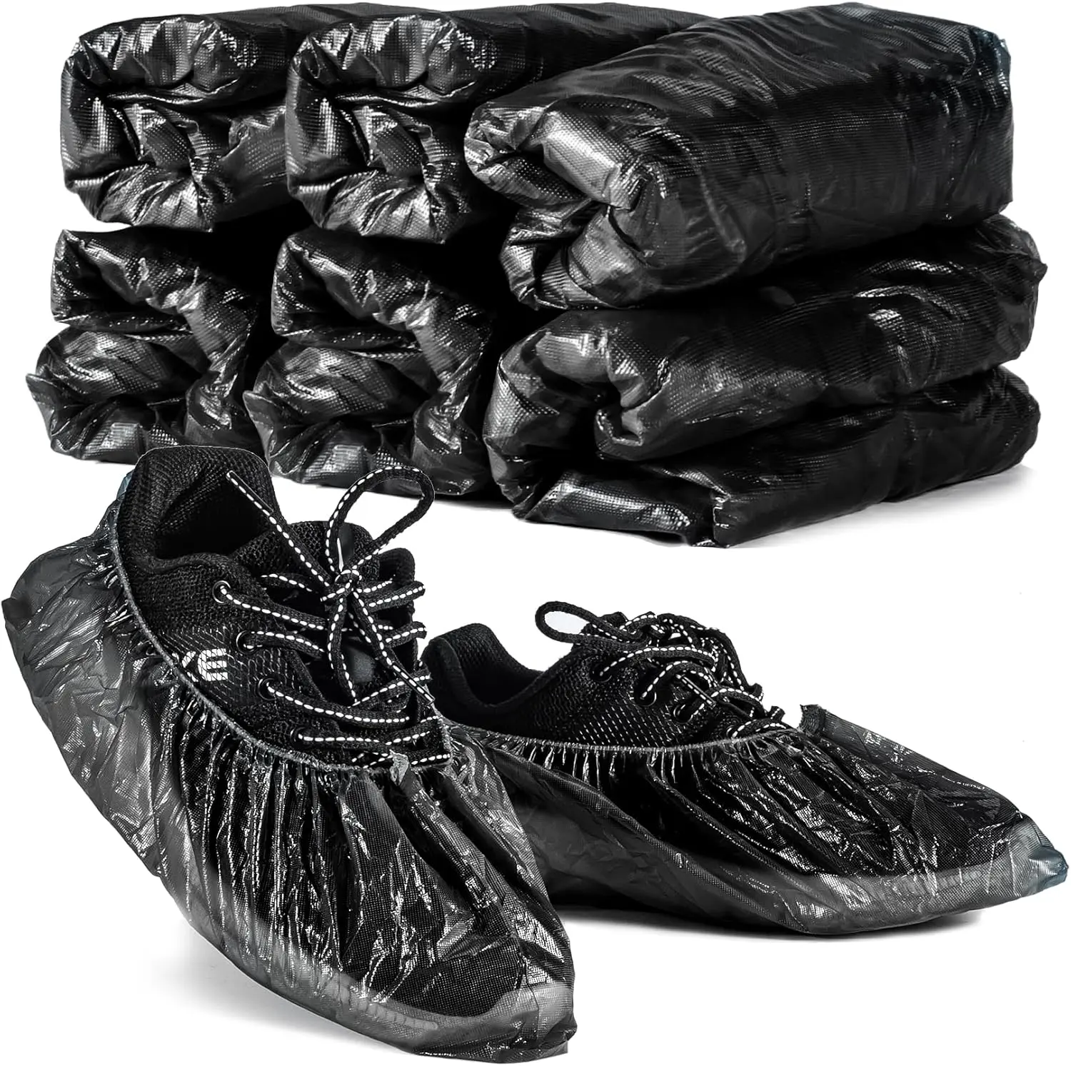 60 Pack (30 Pairs) Shoe Covers - Boot Covers Plastic Disposable Waterproof Shoe Covers for Men and Women Fits All Sizes of Shoes for House Cleaning