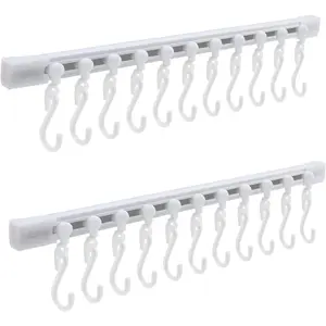 Kitchen Utensil Hanging Rrack - Hooks for Kitchen Utensils, No Drilling Wall Mounted Utensil Holder, Kitchen Rail Rack with 10 Hooks Hanger for Kitchen Bathroom (Pack of 2)