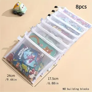 8pcs Large Capacity Mesh Zipper Bags, Organizational Zipper Storage, Transparent Storage Pouches with Zip Closure, Durable File Organizer for A4/a5 Paper, Office & School Supplies