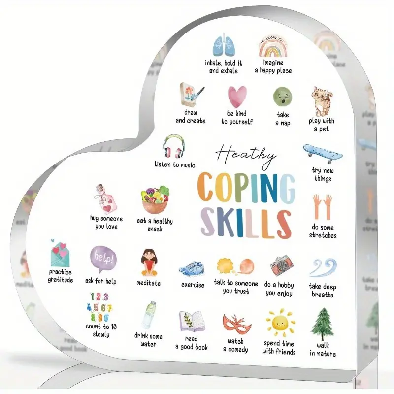 Mental Health Gifts, Therapy Office Decoration, Anxiety Health Coping Skills, Mental Health Decoration, Social Worker Classroom School Counseling Therapist Supplies Education Acrylic Heart Art Decoration