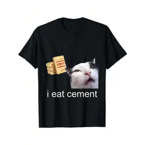 I Eat Cement Curse Cat Funny Weird Specific Meme Cotton T-Shirt