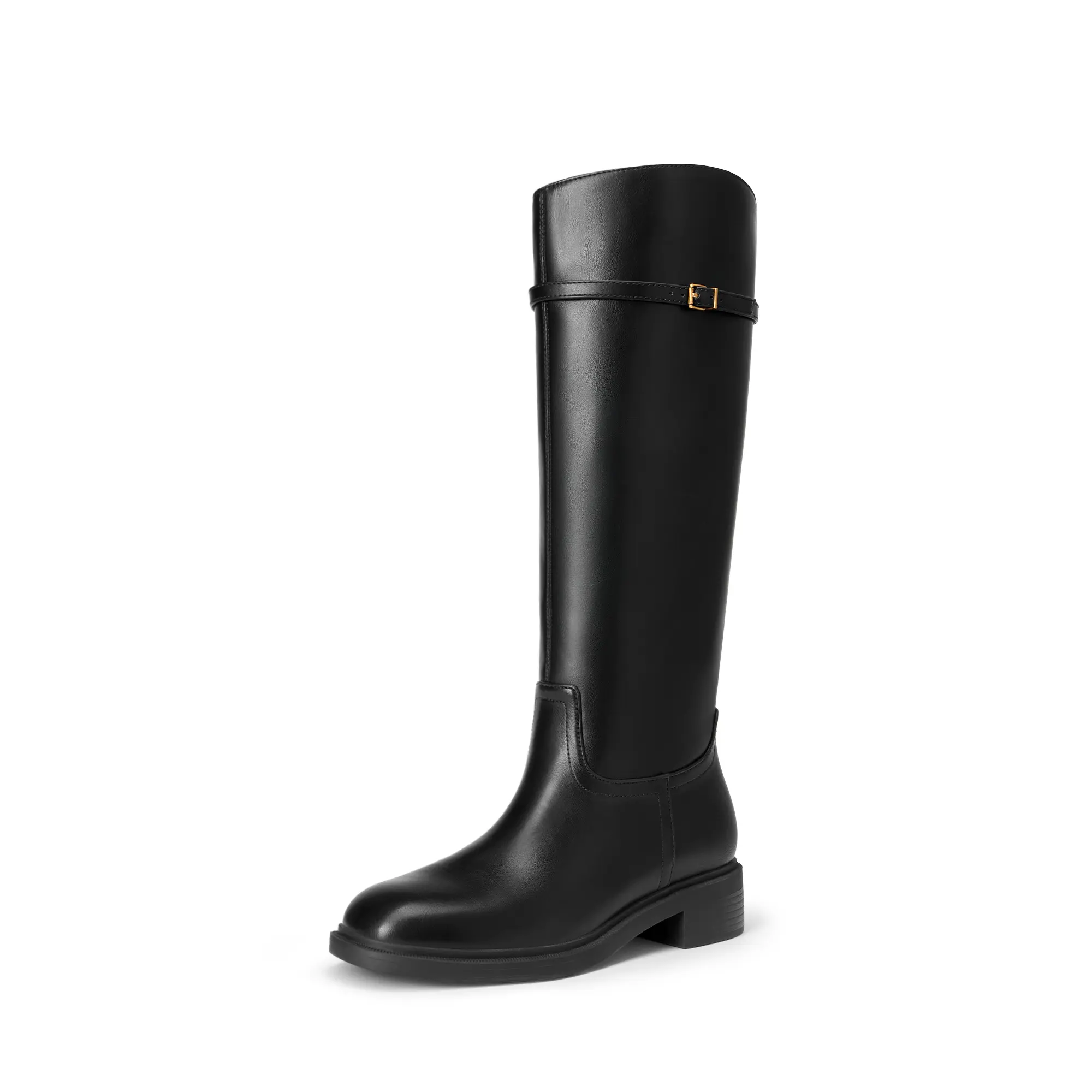 DREAM PAIRS Knee-High Buckle Strap Riding Boots | Round Toe Straight Shaft Knee-high Easy Pull-on Adjustable Metal Buckle 5mm Foam Insole Faux Suede & PU Leather Tall Boot