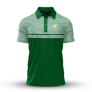Masters Green Horizontal Lines Style 2026 Golf Polo Shirt Short Sleeve Fan-made Lightweight Print Menswear