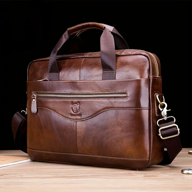 Men's leather business document top layer cowhide computer portable large capacity travel shoulder crossbody bag